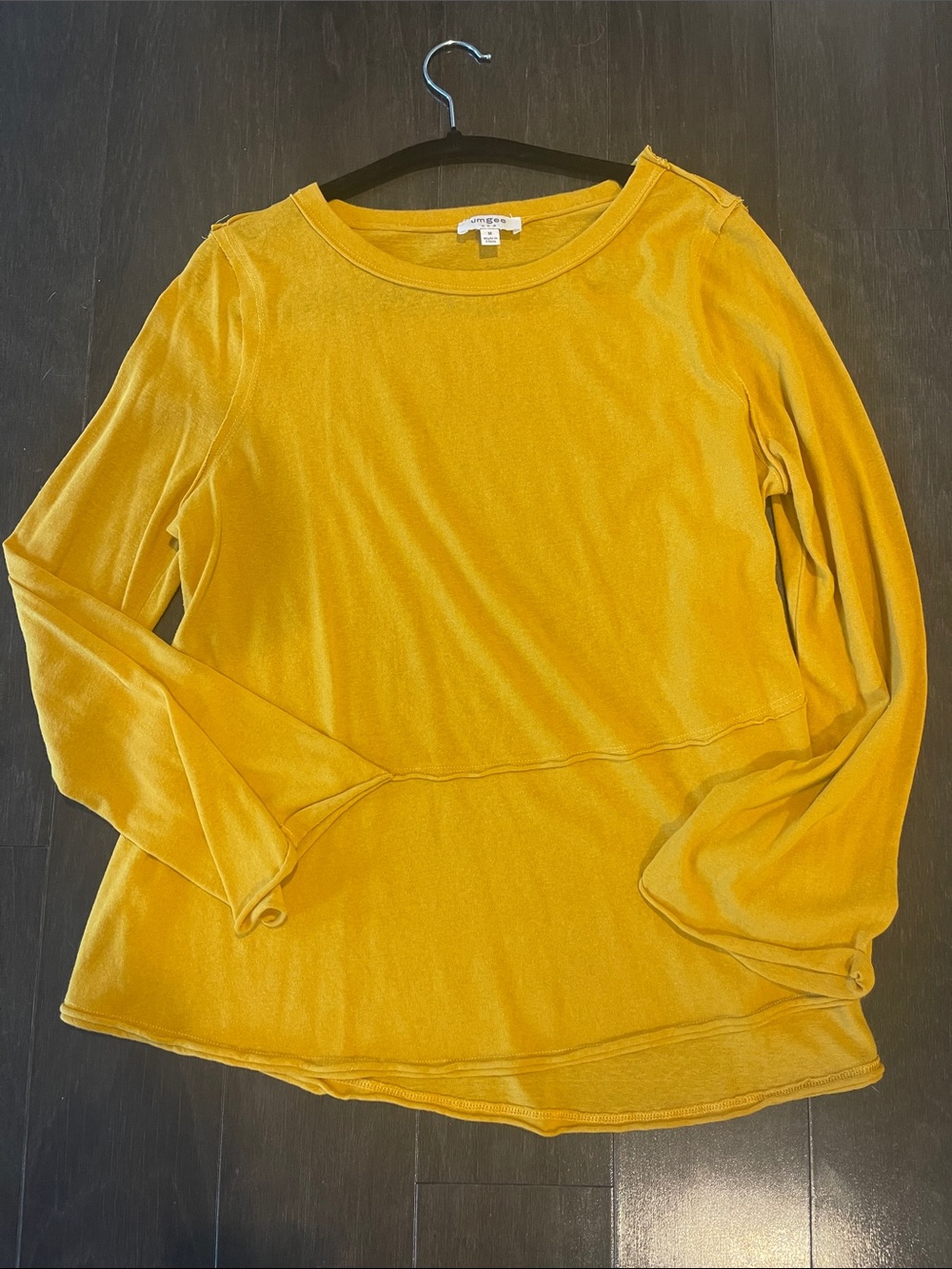Mustard Yellow Long-Sleeve Scoop Neck Top